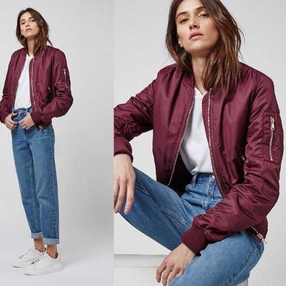 Forever 21 | Jackets & Coats | Burgundy Puffer Bomber Jacket
